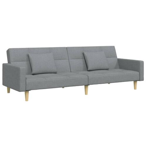 2-personers sovesofa med fodskammel stof lysegrå