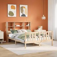 Seng med reol uden madras 135x190 cm massivt fyrretræ