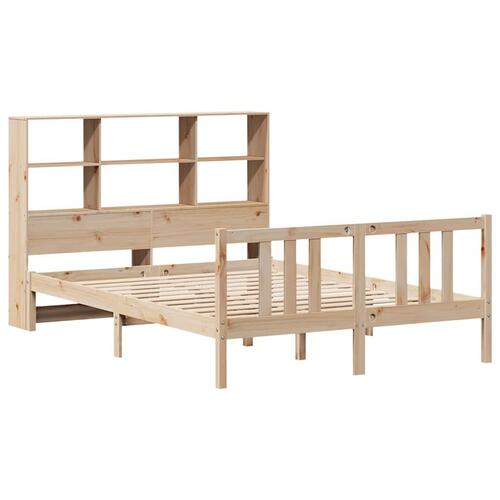 Seng med reol uden madras 135x190 cm massivt fyrretræ