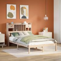 Seng med reol uden madras 135x190 cm massivt fyrretræ