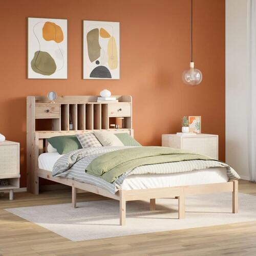 Seng med reol uden madras 135x190 cm massivt fyrretræ