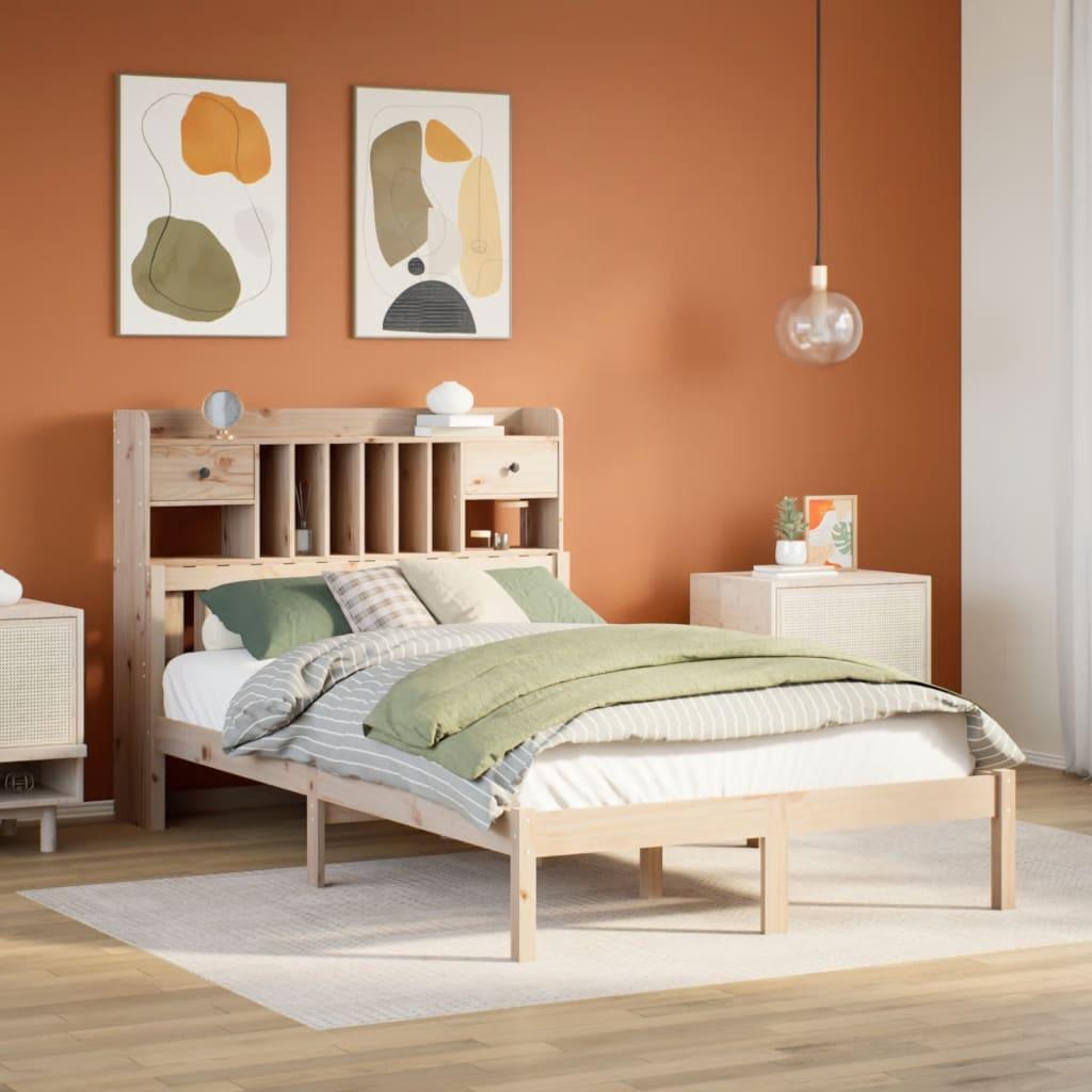 Seng med reol uden madras 135x190 cm massivt fyrretræ