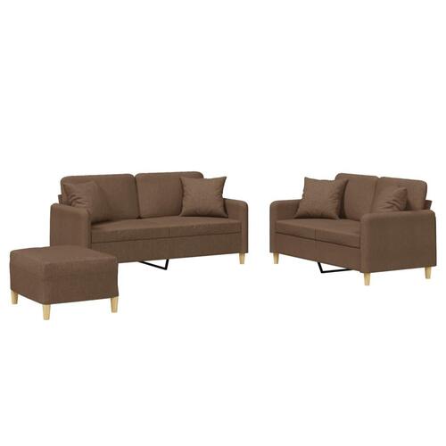 3 personers sofa med puder stof brun