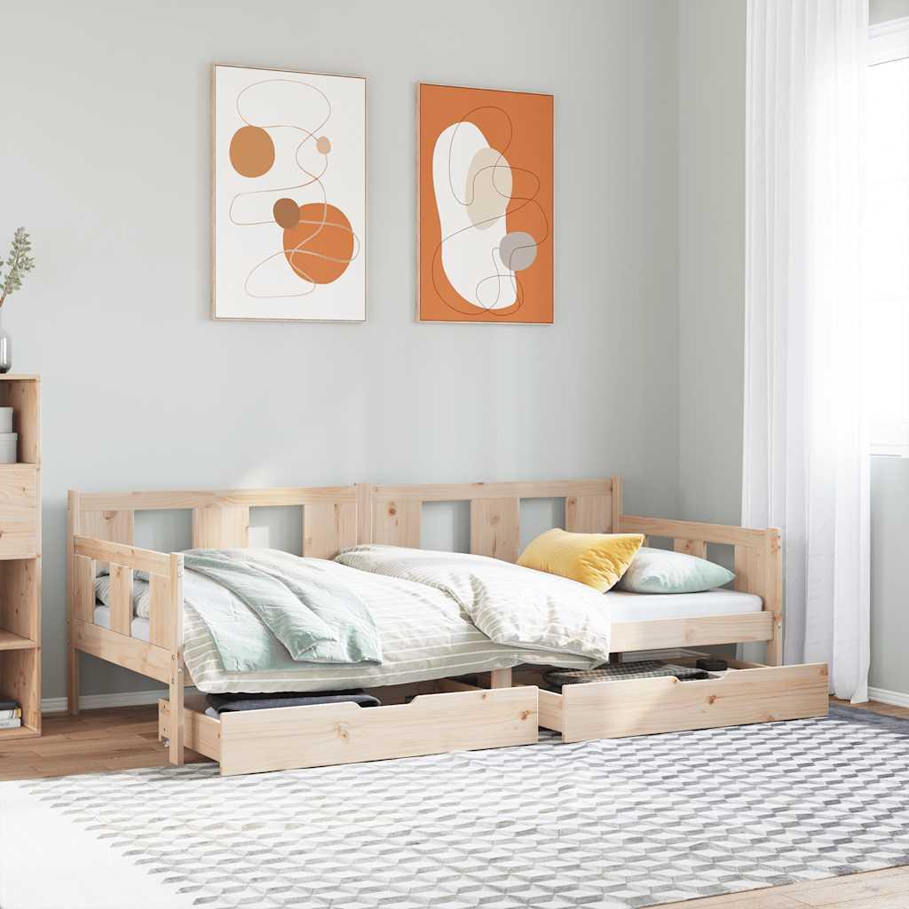 daybed med skuffer 90x200 cm massivt fyrretræ