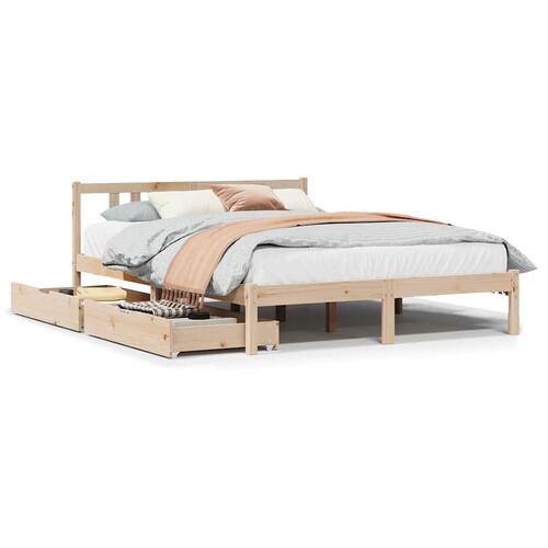 Sengeramme uden madras 135x190 cm massivt fyrretræ hvid