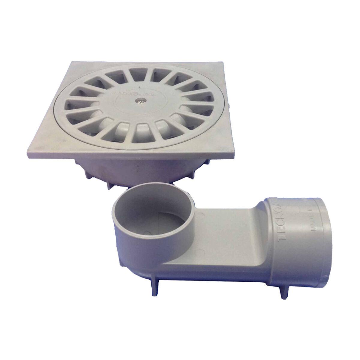 Tecnoagua Afløb T-88 VH PVC - 15 × 15 × 5 cm, Ø 5 cm, grå