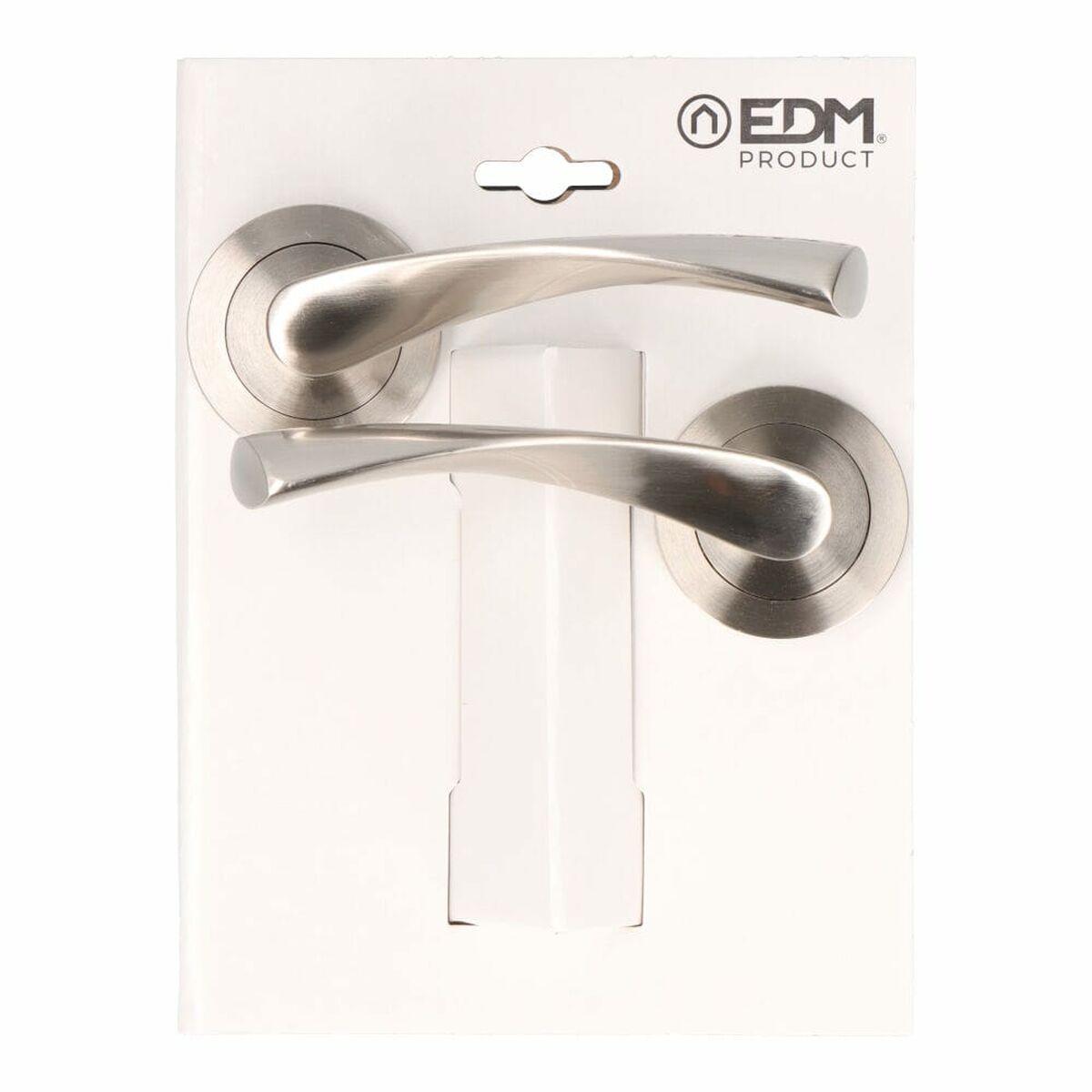 EDM Product dørgreb med roset - aluminium, satin, Ø 6,5 × 12 cm (sæt)