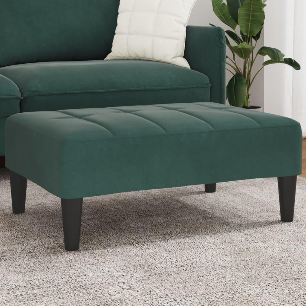 Fodskammel 77x55x31 cm velour mørkegrøn