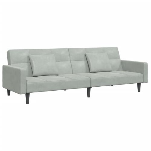 2-personers sovesofa med fodskammel velour lysegrå