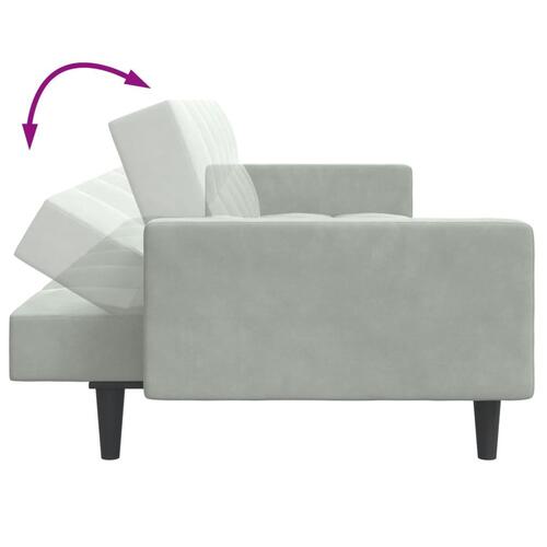 2-personers sovesofa med fodskammel velour lysegrå