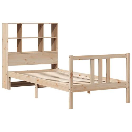 Seng med reol uden madras 75x190 cm massivt fyrretræ