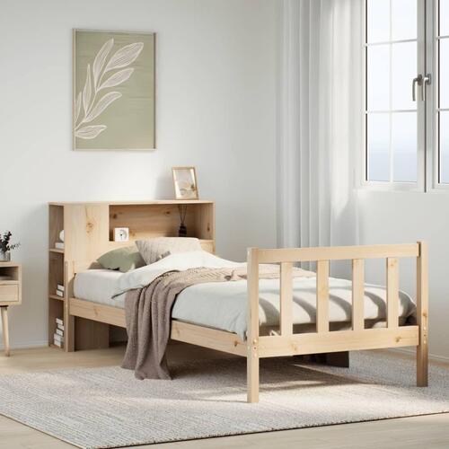 Seng med reol uden madras 90x190 cm massivt fyrretræ