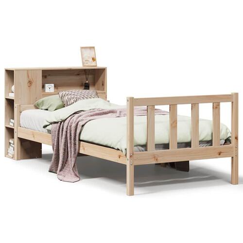 Seng med reol uden madras 90x190 cm massivt fyrretræ