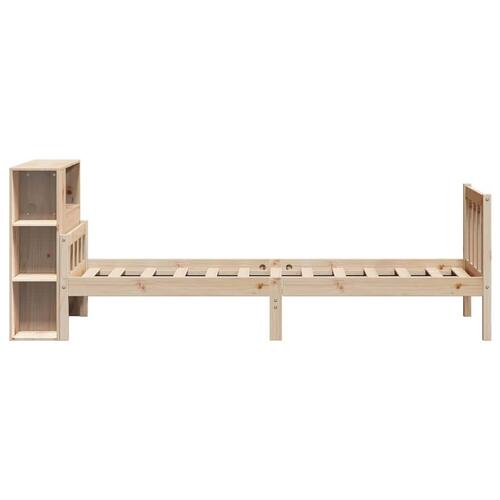 Seng med reol uden madras 90x190 cm massivt fyrretræ