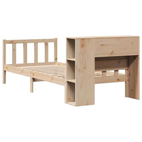 Seng med reol uden madras 90x190 cm massivt fyrretræ