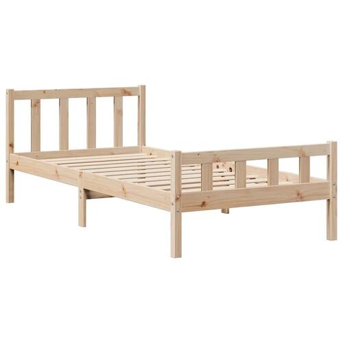 Seng med reol uden madras 90x190 cm massivt fyrretræ