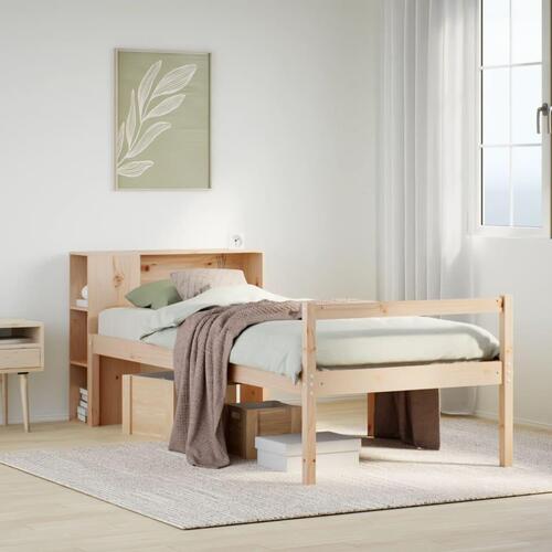 Seng med reol uden madras 100x200 cm massivt fyrretræ