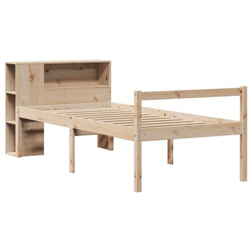 Seng med reol uden madras 100x200 cm massivt fyrretræ