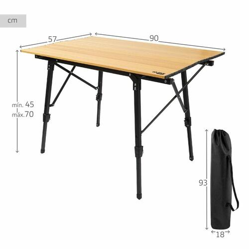 Sammenklappeligt bord Aktive 90 x 70 x 57 cm Camping Sort Brun Aluminium