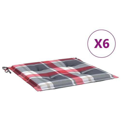 Hynder til havestol 6 stk. 50x50x3 cm oxfordstof rødternet