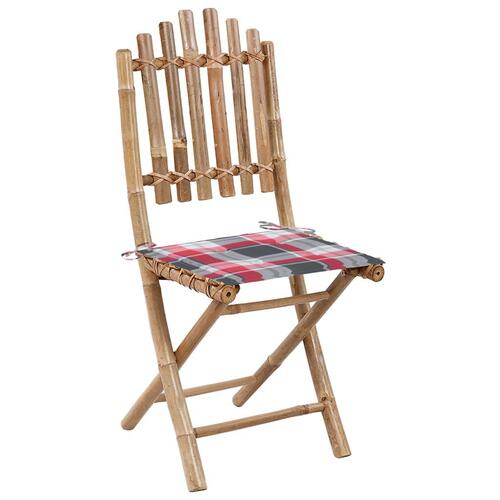 Foldbare havestole 2 stk. med hynder bambus