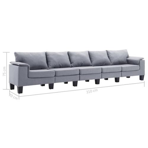 5-personers sofa stof lysegrå