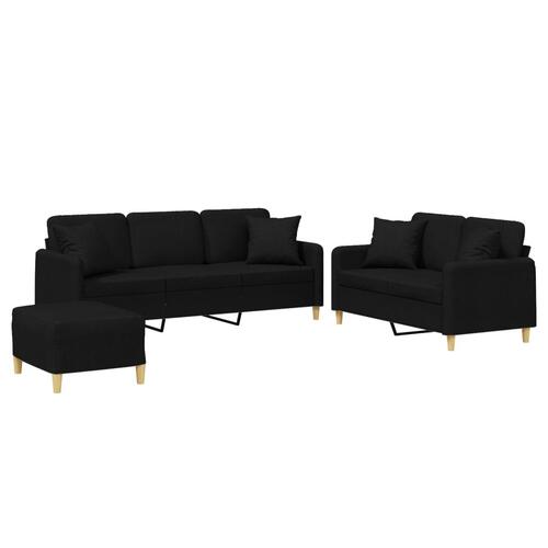 3 personers sofa med puder stof sort