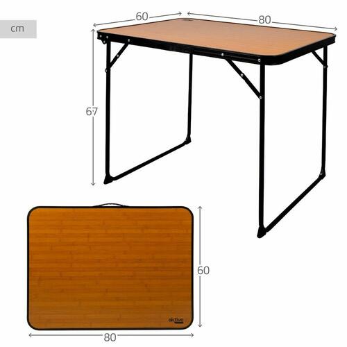 Sammenklappeligt bord Aktive Camping Bambus 80 x 60 x 67 cm