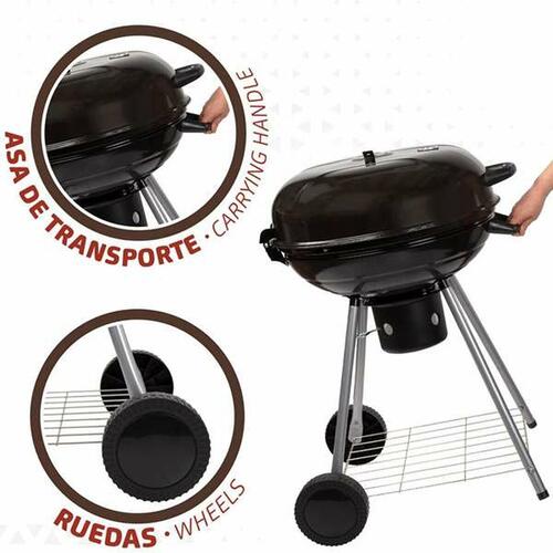 Kulgrill med hjul Aktive Textilene 57 x 86 cm Sort