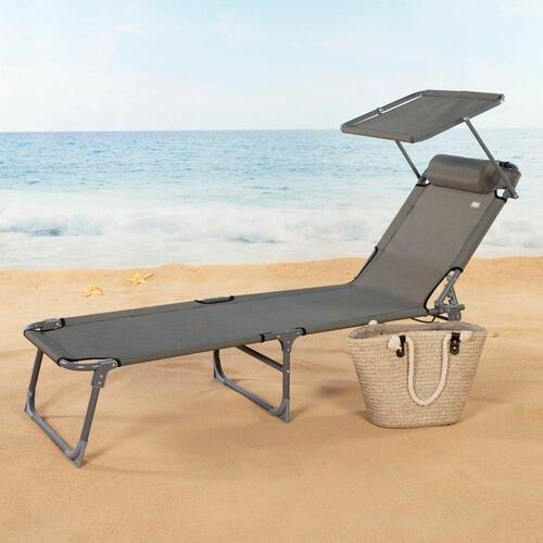 Ležalnik Colorbaby Foldbar Parasol Grå 193 x 53 x 30 cm