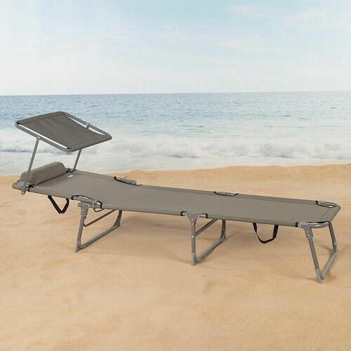 Ležalnik Colorbaby Foldbar Parasol Grå 193 x 53 x 30 cm