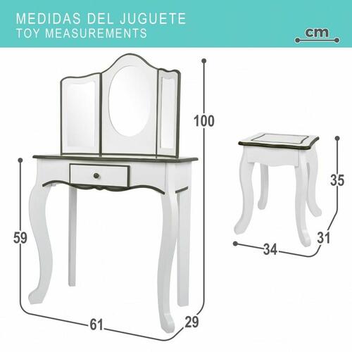 Make-up Bord med Stol Colorbaby Legetøj Hvid Børns 61 x 29 x 100 cm