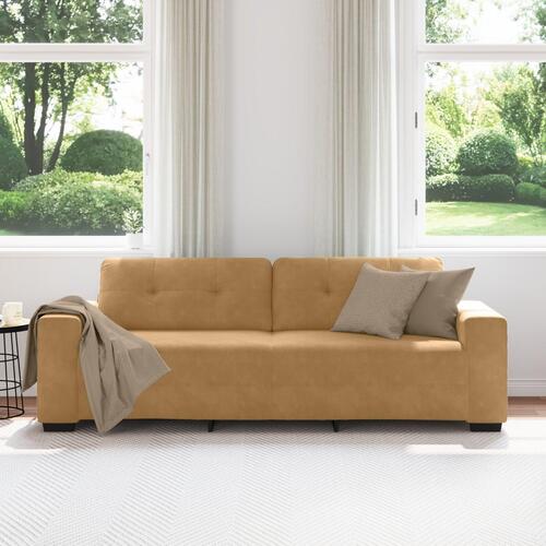 Brun Fløjl Fløjl, Træ, Skum 180 cm bred Aftagelige Betræk Sofa