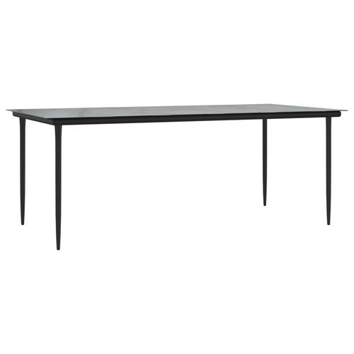 Havebord 200x100x74 cm stål og hærdet glas sort