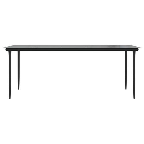 Havebord 200x100x74 cm stål og hærdet glas sort