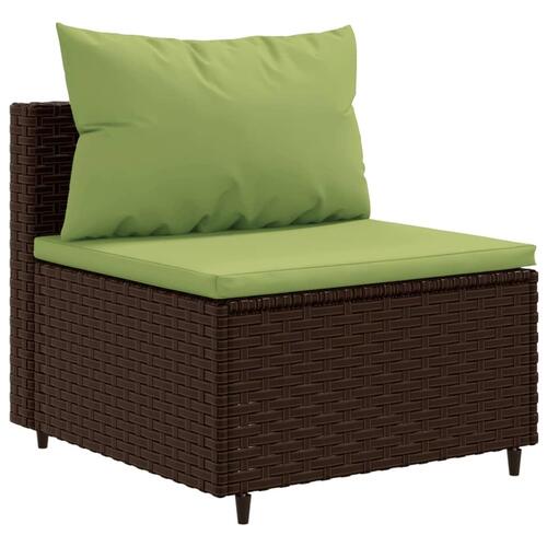 Loungesæt til haven 7 dele med hynder polyrattan brun