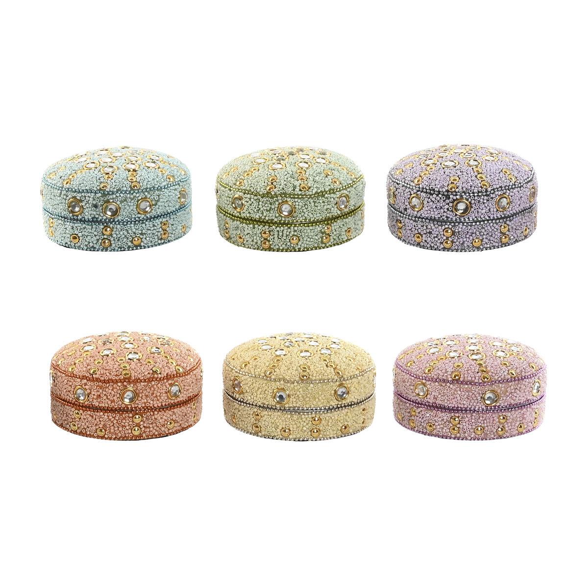 Smykkeskrin - Gul/Orange/Pink/Syren, aluminium, 10 × 10 × 5 cm (6 stk.)