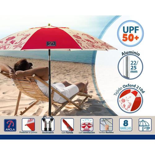 Solskærm Rød Ø 180 cm SPF50+ Marine