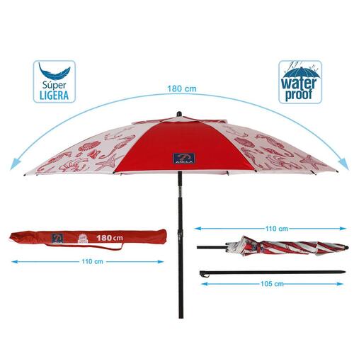 Solskærm Rød Ø 180 cm SPF50+ Marine