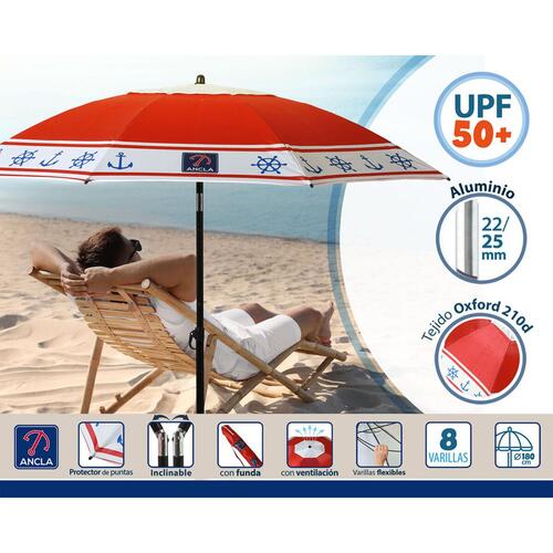 Solskærm Rød Ø 180 cm SPF50+ Anker