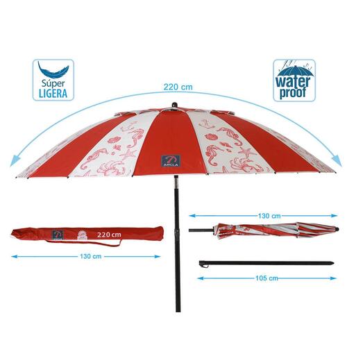 Solskærm Rød Ø 220 cm SPF50+ Marine