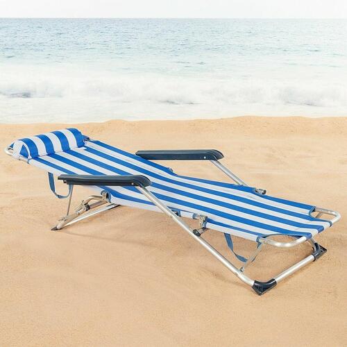 Liggende lounder Aktive tekstil Aluminium Blå Hvid 153 x 47 x 33 cm