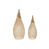 Lampeskærm Home ESPRIT Natur Bambus Teak 35 x 35 x 85 cm (2 enheder)