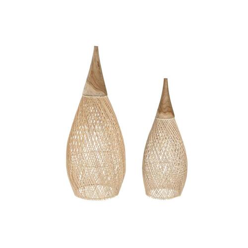 Lampeskærm Home ESPRIT Natur Bambus Teak 35 x 35 x 85 cm (2 enheder)