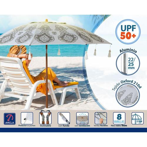 Solskærm Hvid Ø 180 cm SPF50+ Boho