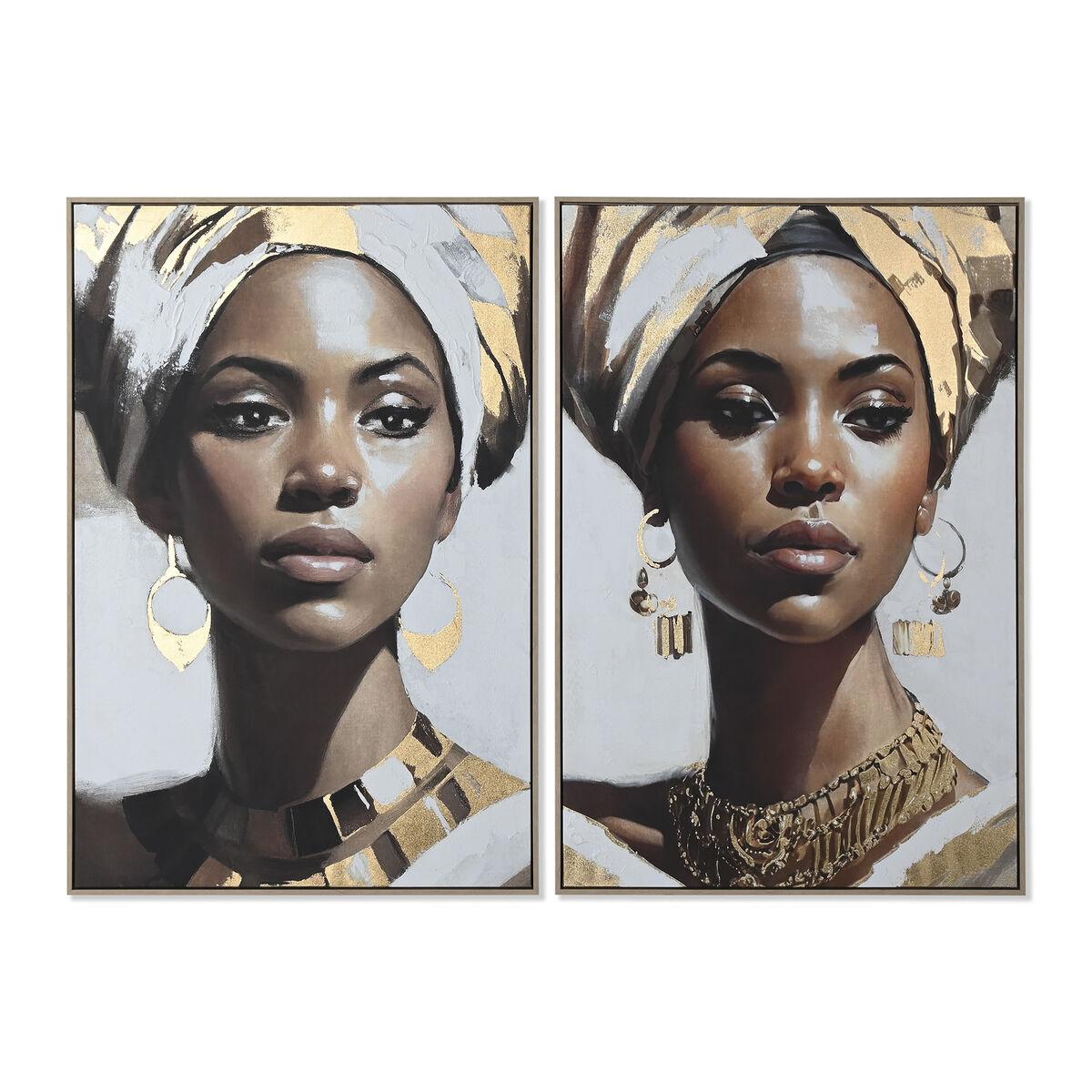 Lærredsmaleri - Afrikansk kvinde, håndmalet, kolonistil