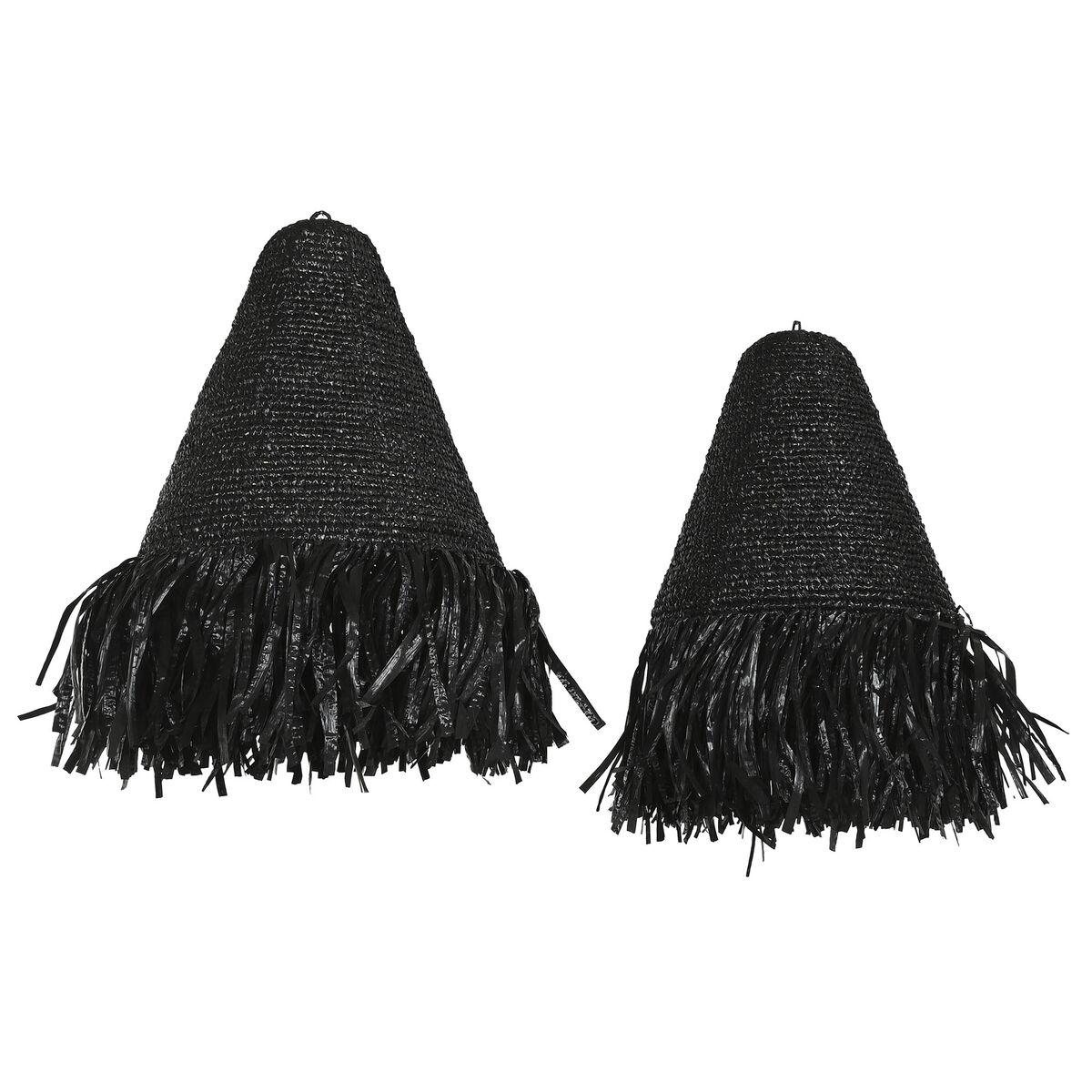 Lampeskærm - sort raffiabast, 60 × 60 × 80 cm