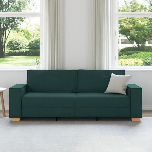 Sofa Stole Lys Grå 59 cm Stof Mørkegrøn Polyester, Træ 180 cm bred