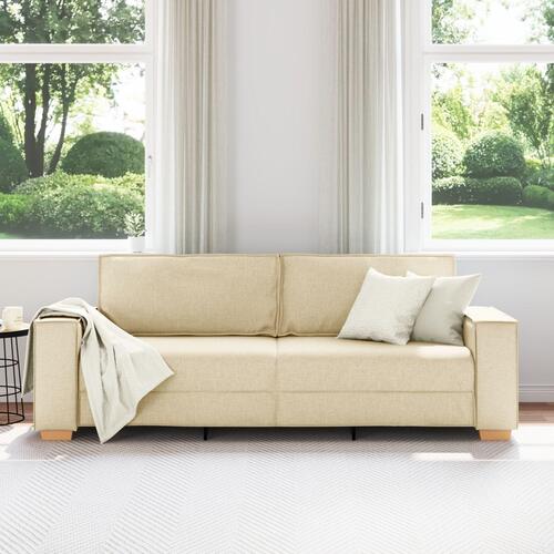 Sofa Stol Lys Grå 59 cm Stof Cremefarvet Stof, Træ, Skum Medium