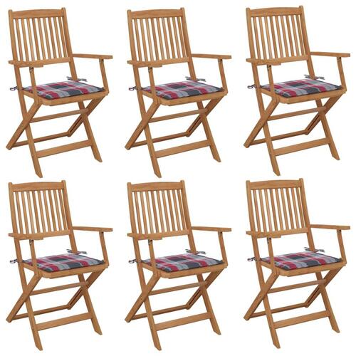 Foldbare havestole 6 stk. med hynder massivt akacietræ